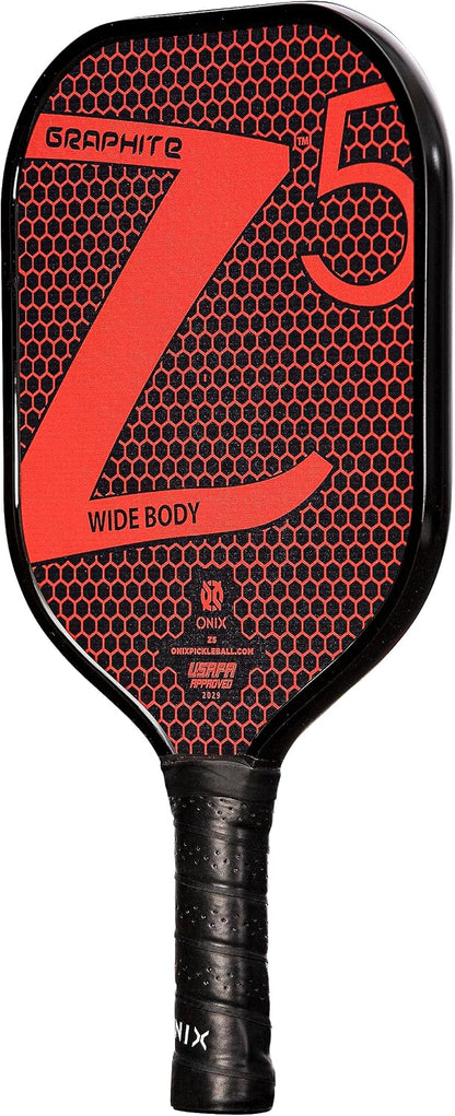 Graphite MOD Z5 Carbon Fiber Pickleball Paddle with Wide-Body Shape. Honeycomb Core, Graphite Face & Cushion Comfort Pickleball Paddle Grip